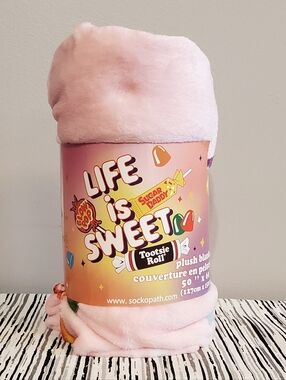 Life Is Sweet Pink Plush Blanket Candy Collection 50in x 60in